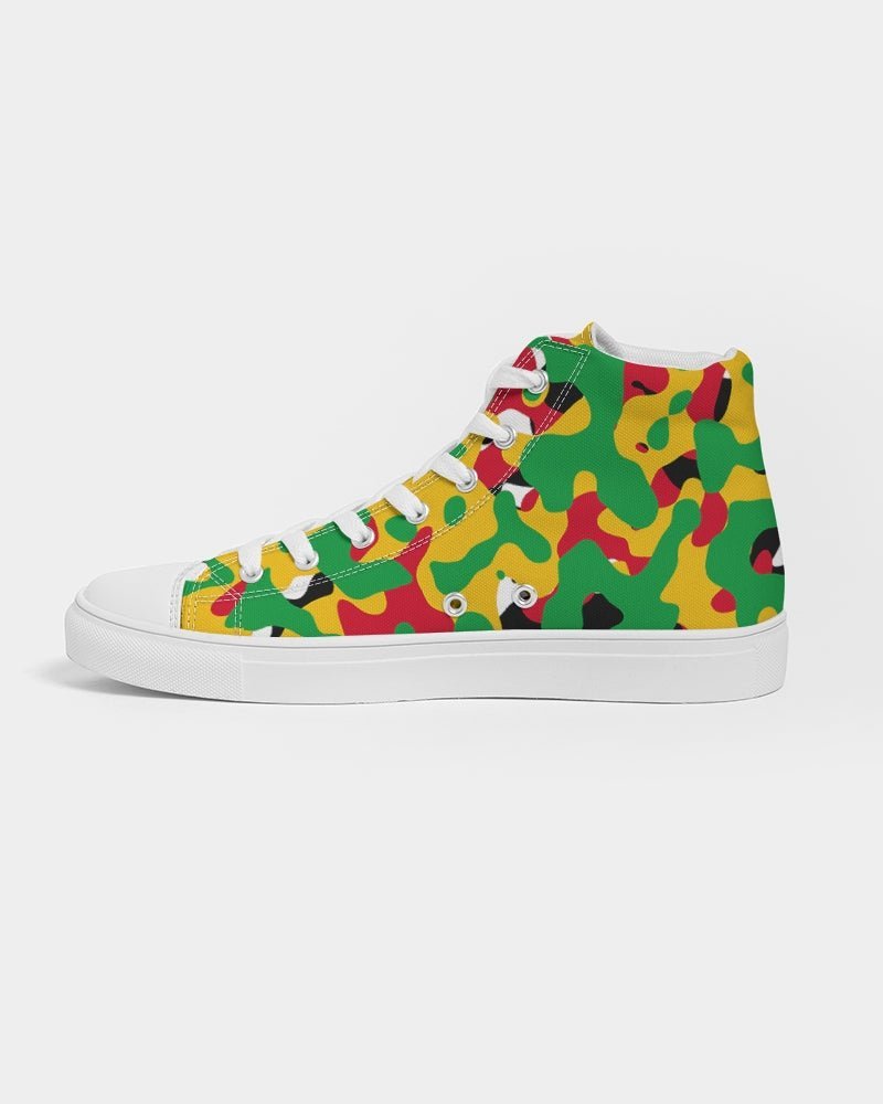 Guyana Flag Camouflage Women's Hightop Canvas Shoe - Conscious Apparel Store