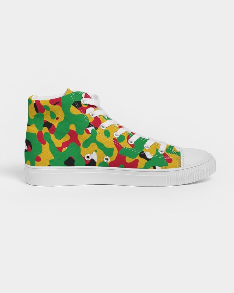 Guyana Flag Camouflage Women's Hightop Canvas Shoe - Conscious Apparel Store