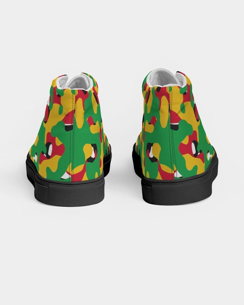 Guyana Flag Camouflage Women's Hightop Canvas Shoe - Black - Conscious Apparel Store
