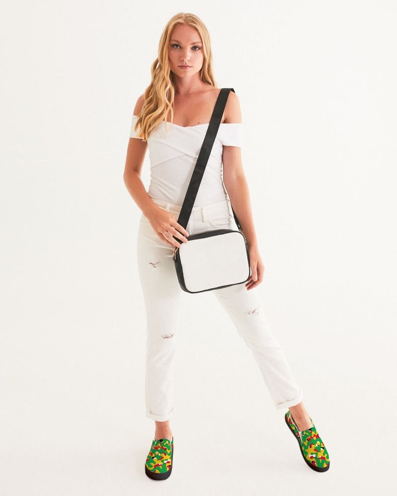 Guyana Flag Camouflage Women's Slip - On Canvas Shoe - Black - Conscious Apparel Store