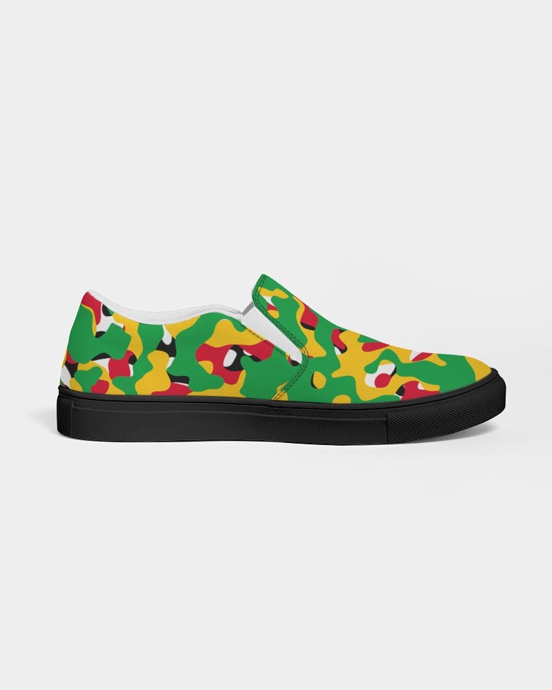 Guyana Flag Camouflage Women's Slip - On Canvas Shoe - Black - Conscious Apparel Store