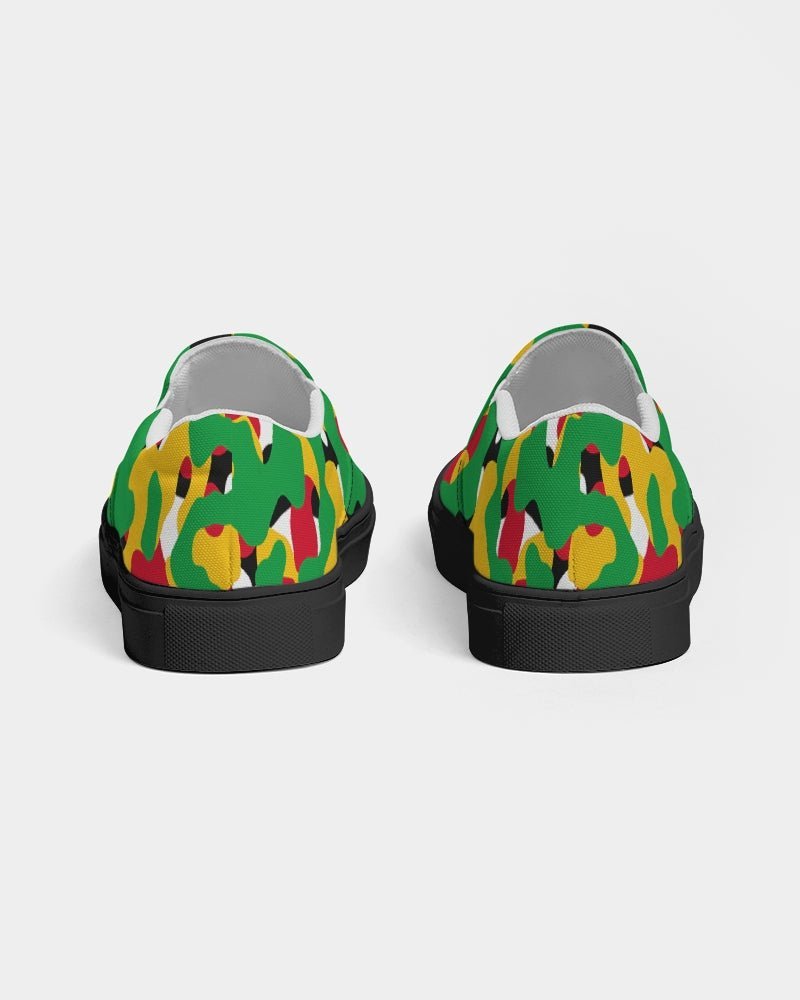 Guyana Flag Camouflage Women's Slip-On Canvas Shoe - Black - Conscious Apparel Store