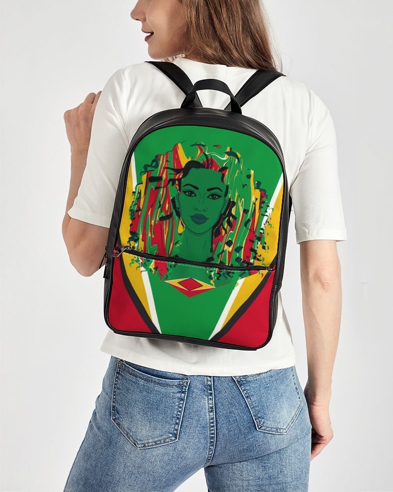 Guyana Flag Classic Faux Leather Backpack - Conscious Apparel Store