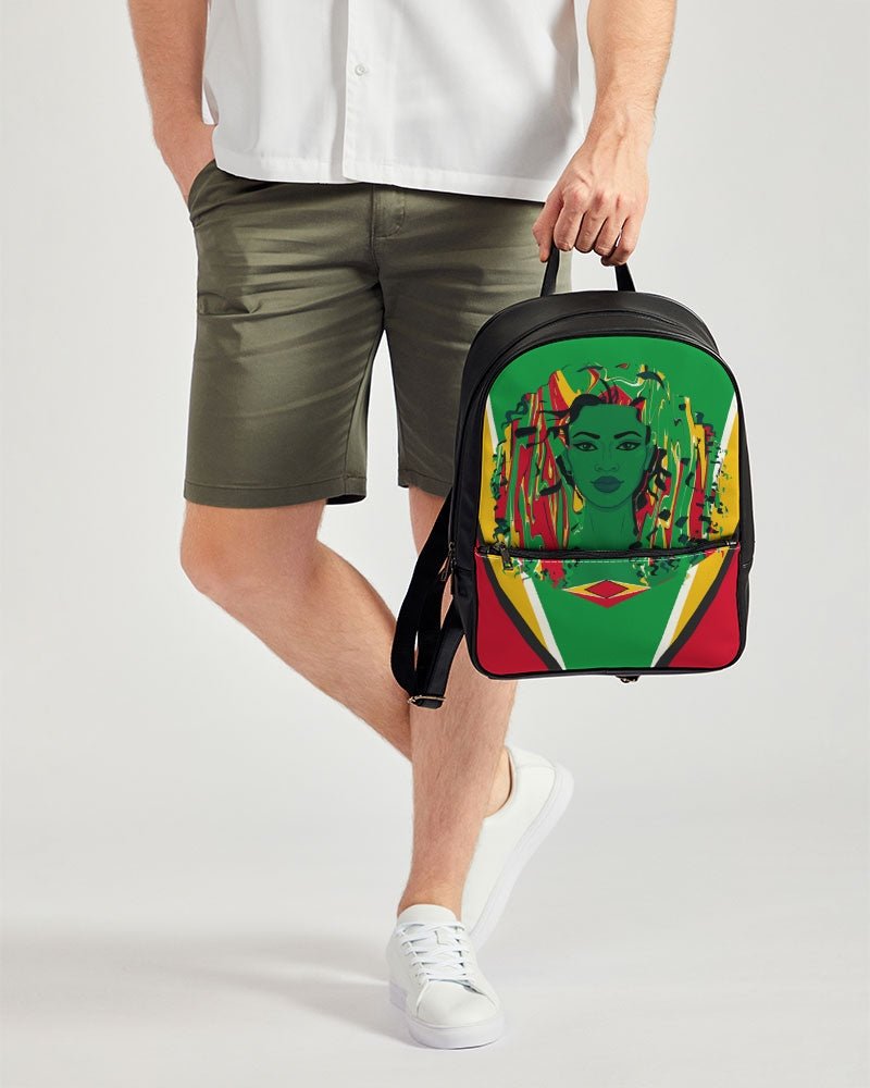 Guyana Flag Classic Faux Leather Backpack - Conscious Apparel Store