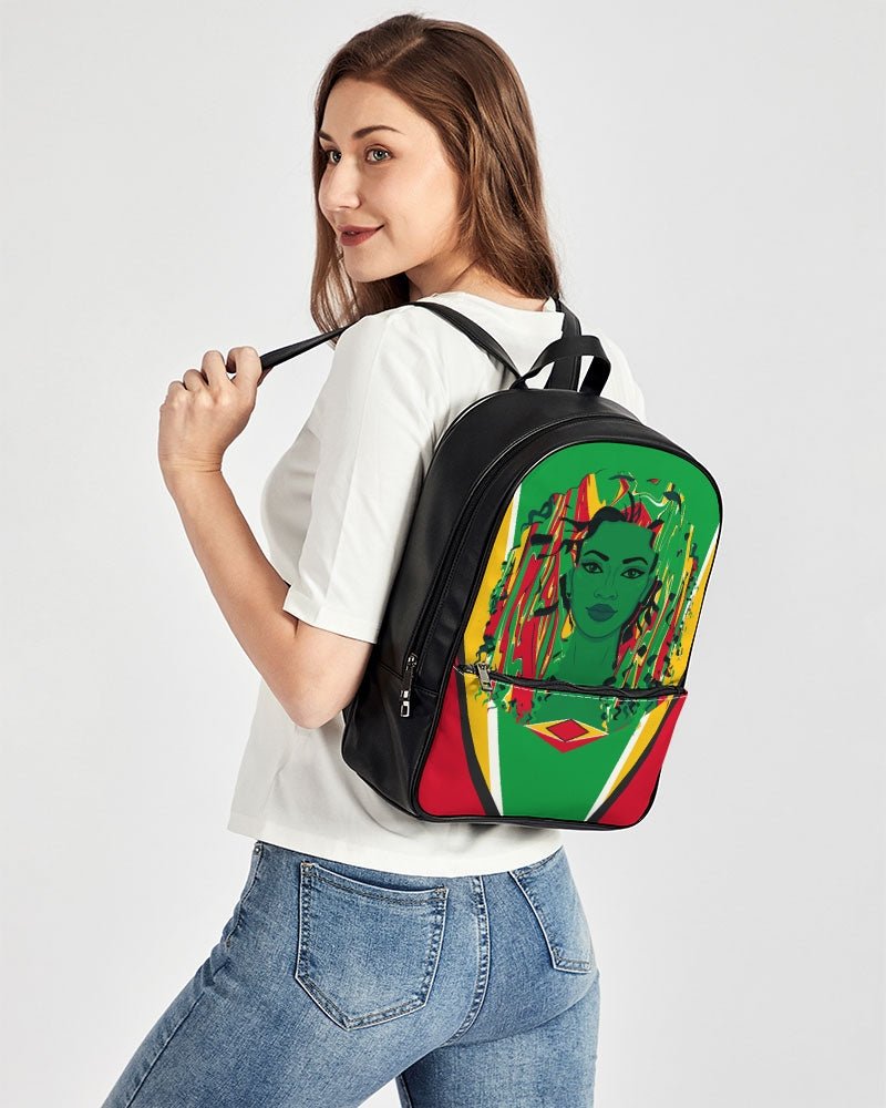 Guyana Flag Classic Faux Leather Backpack - Conscious Apparel Store