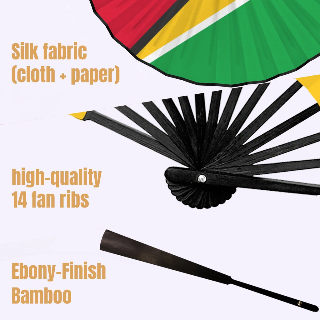 Guyana Flag Double-Sided Custom Folding Fan - Conscious Apparel Store