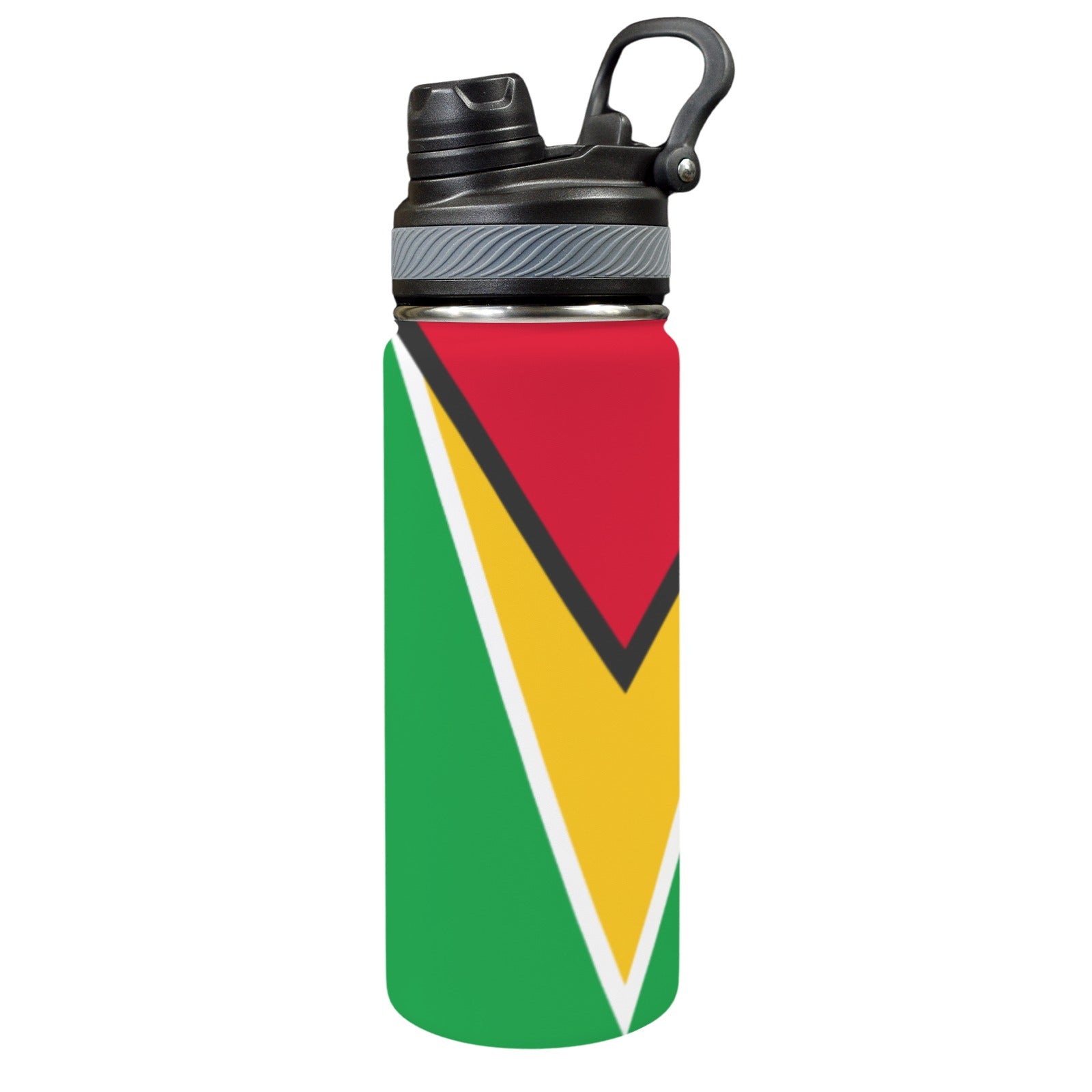 Guyana Flag Insulated Water Bottle with Dual - Use Lid (18oz) - Conscious Apparel Store