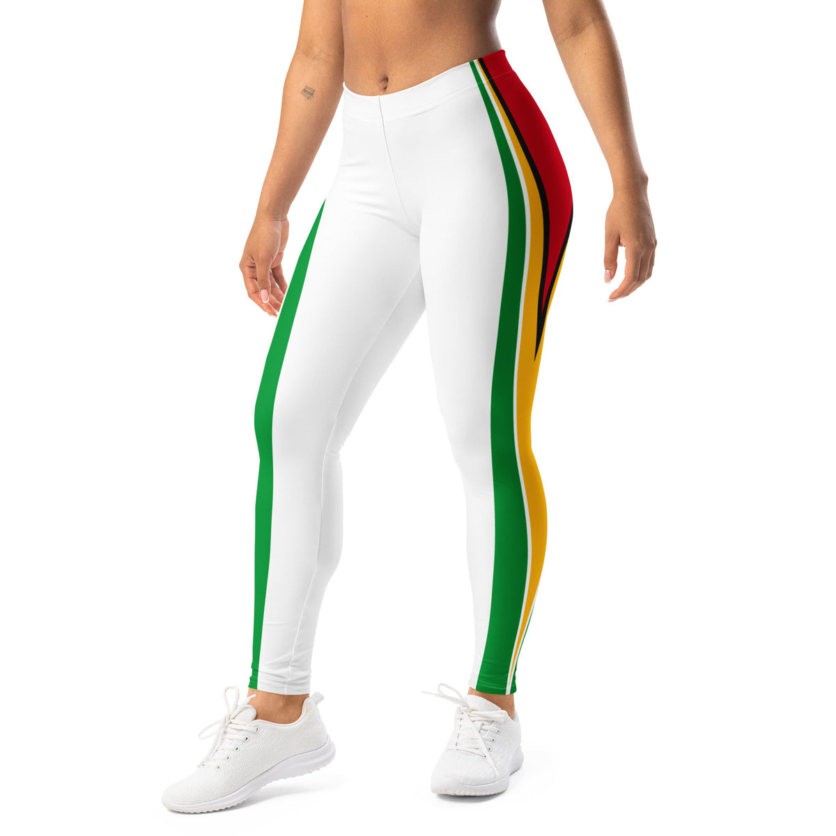 Guyana flag white Leggings - Conscious Apparel Store
