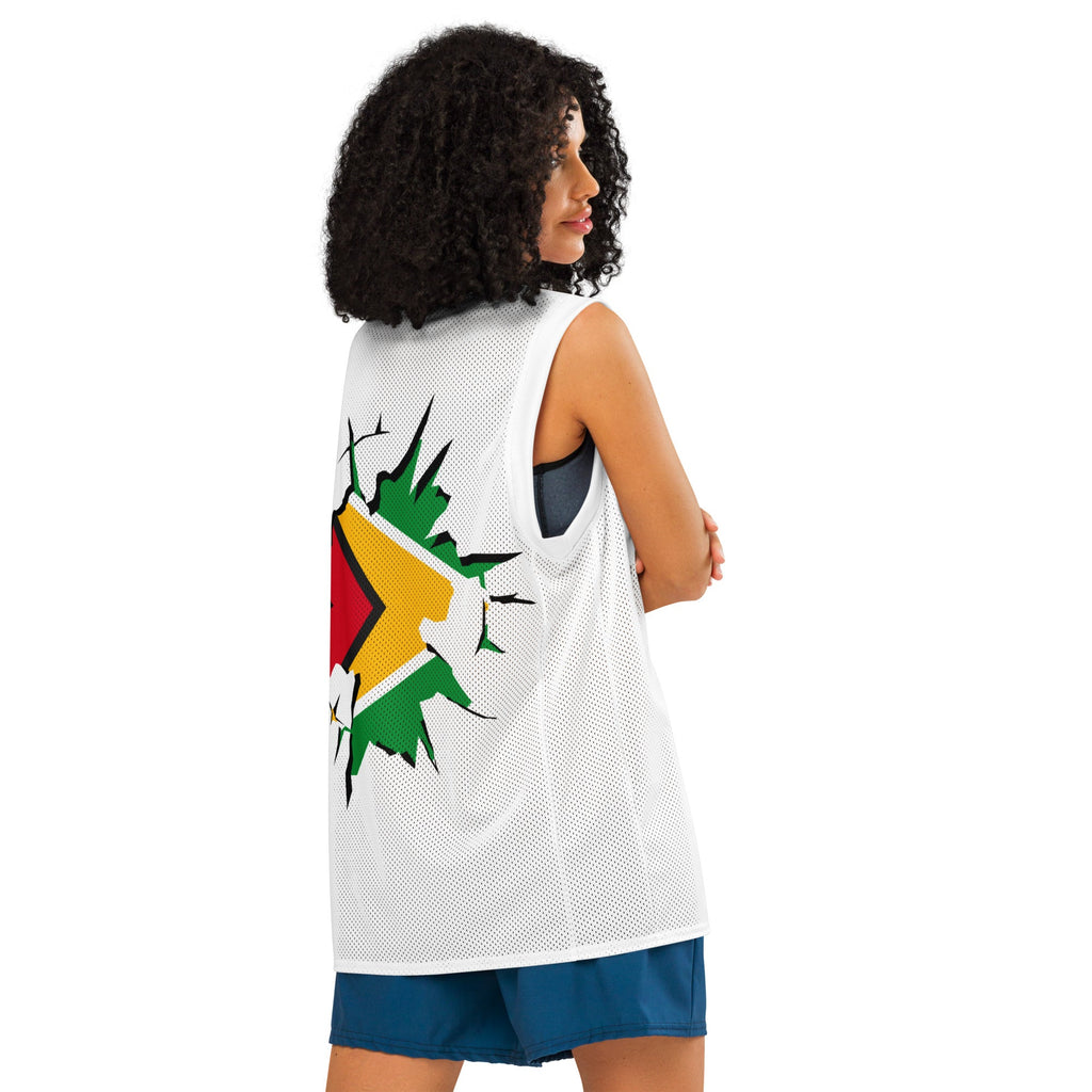 Guyana Flag (White) Premium Sport Jersey Tank Top - Conscious Apparel Store