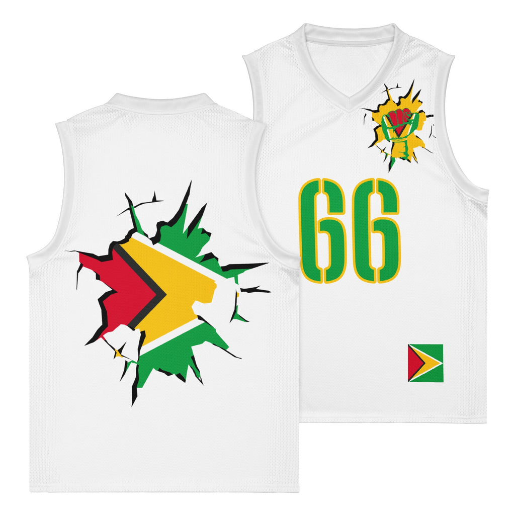 Guyana Flag (White) Premium Sport Jersey Tank Top - Conscious Apparel Store