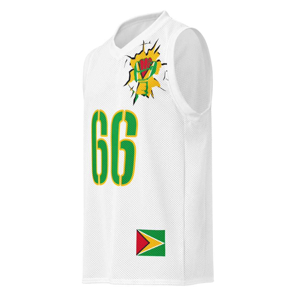 Guyana Flag (White) Premium Sport Jersey Tank Top - Conscious Apparel Store