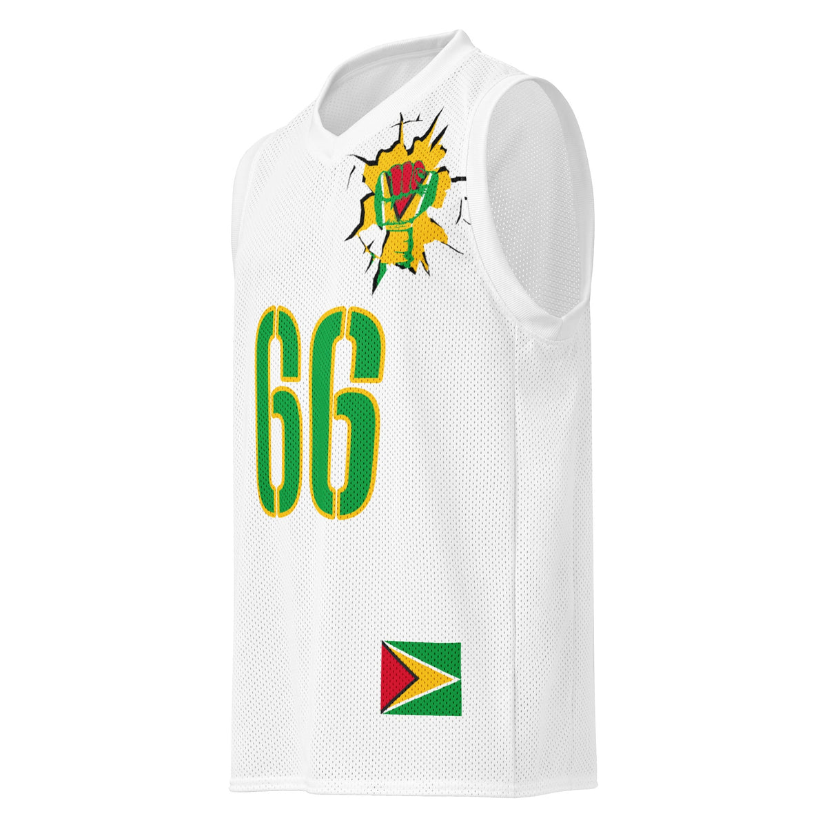 Guyana Flag (White) Premium Sport Jersey Tank Top - Conscious Apparel Store