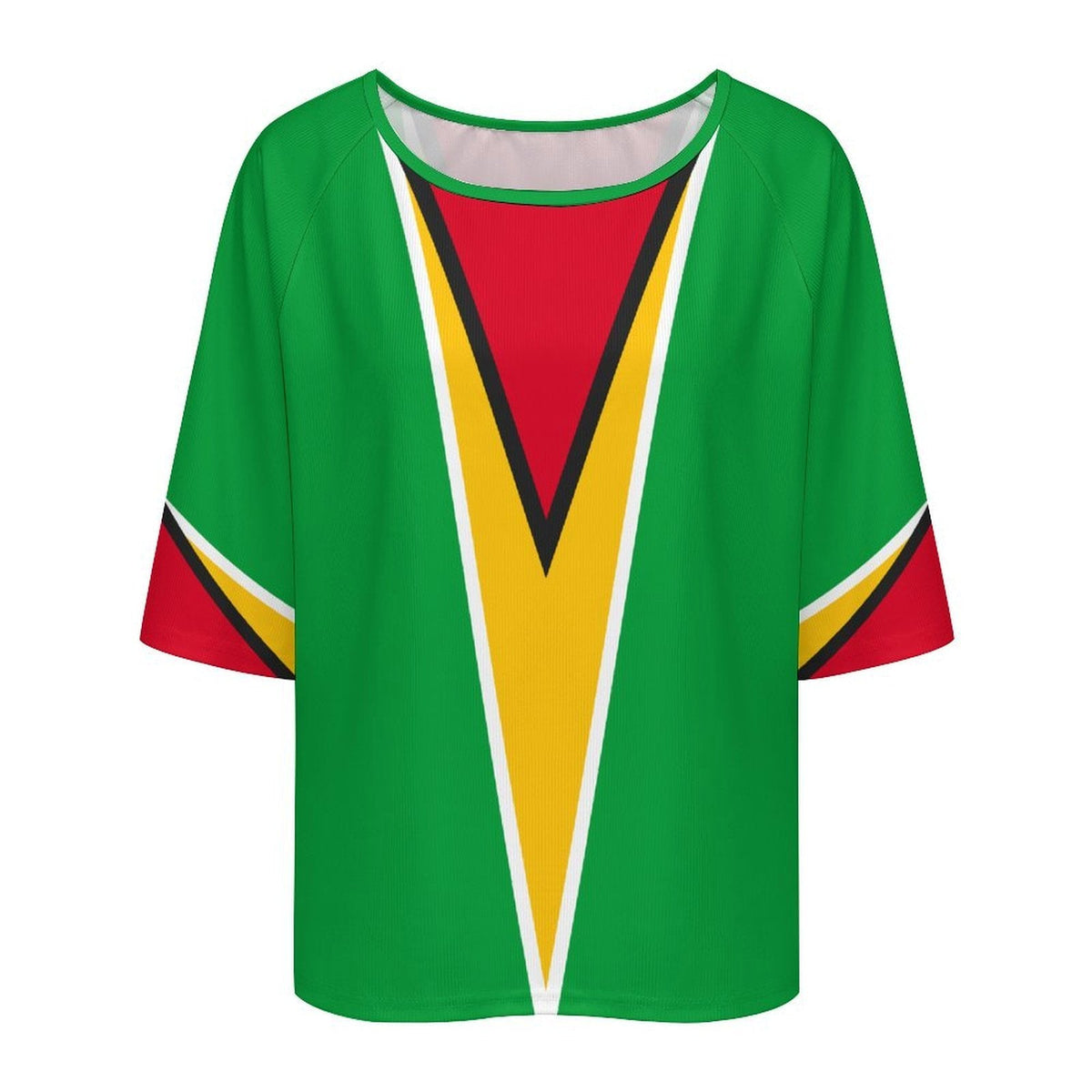Guyana Flag Women’s Loose Half-Sleeve Boat Neck T-Shirt - Conscious Apparel Store