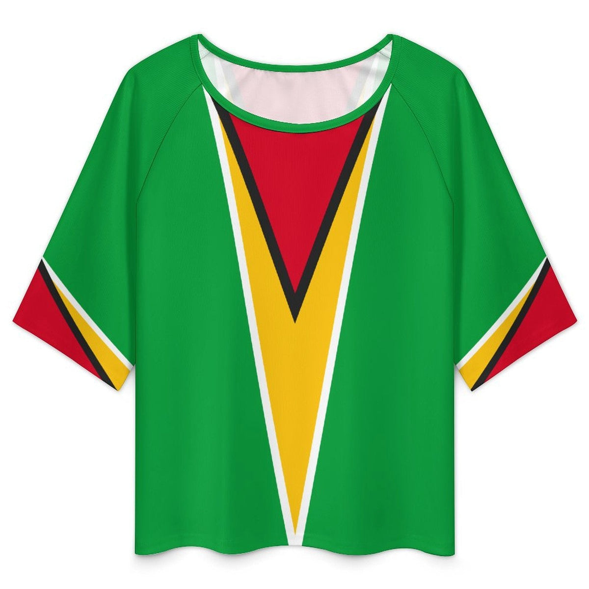 Guyana Flag Women’s Loose Half-Sleeve Boat Neck T-Shirt - Conscious Apparel Store