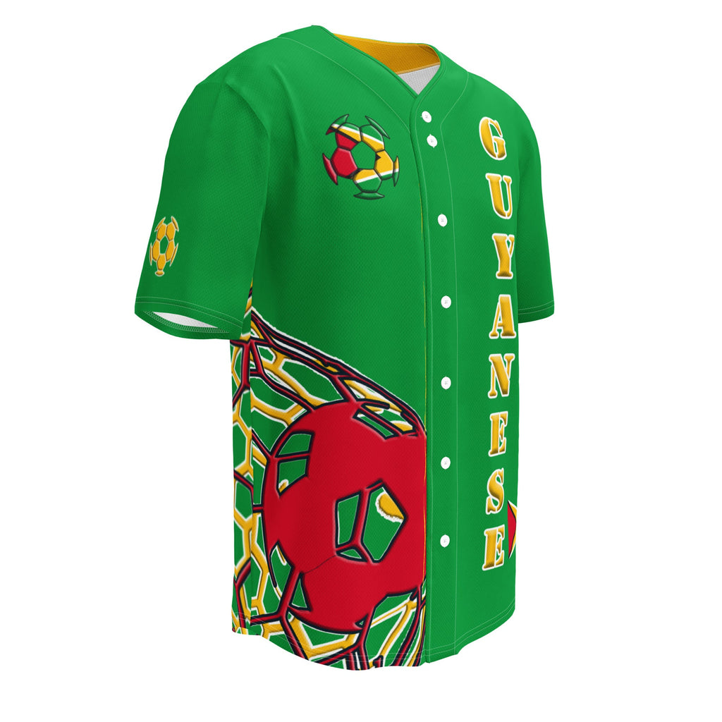 Guyana Football Themed Button-Down Sport Jersey - Conscious Apparel Store