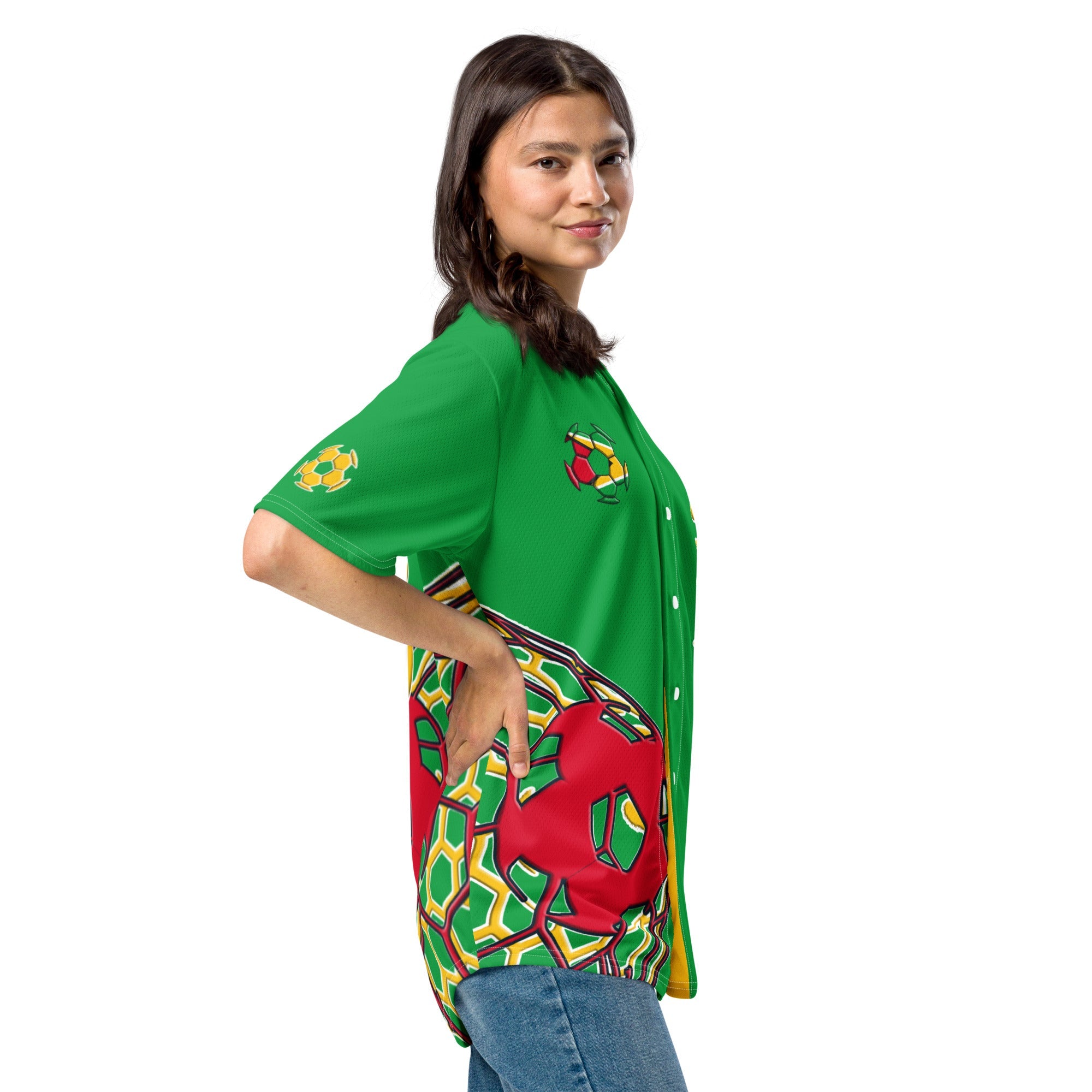 Guyana Football Themed Button-Down Sport Jersey - Conscious Apparel Store