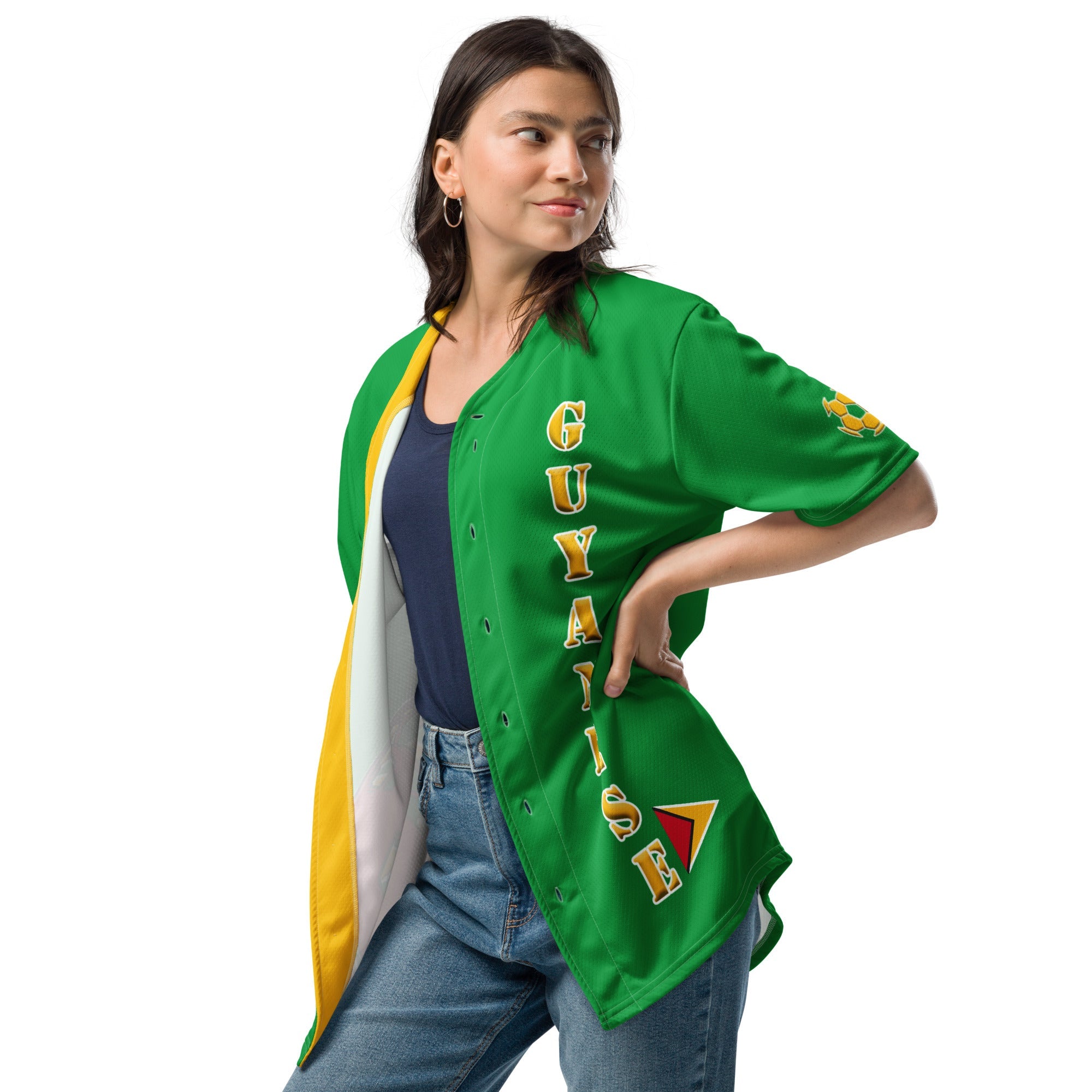 Guyana Football Themed Button-Down Sport Jersey - Conscious Apparel Store