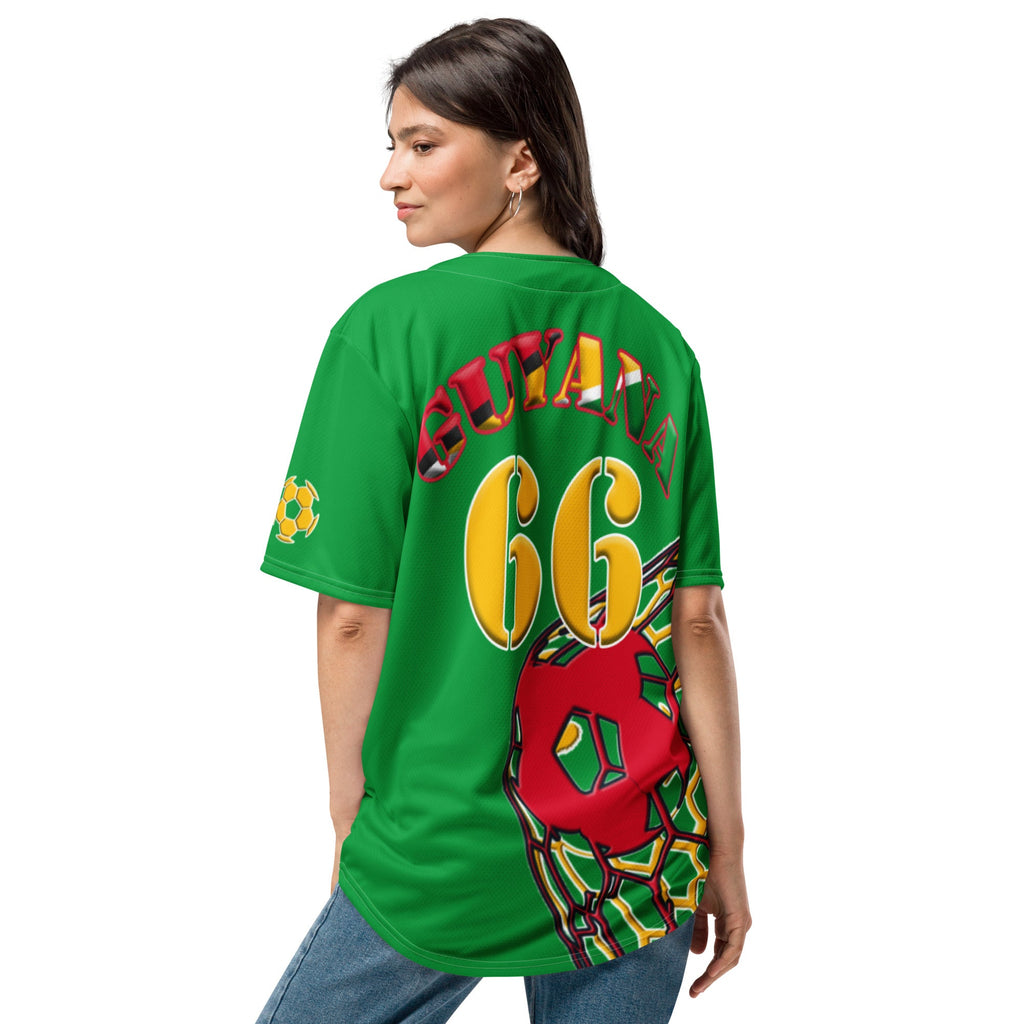 Guyana Football Themed Button-Down Sport Jersey - Conscious Apparel Store