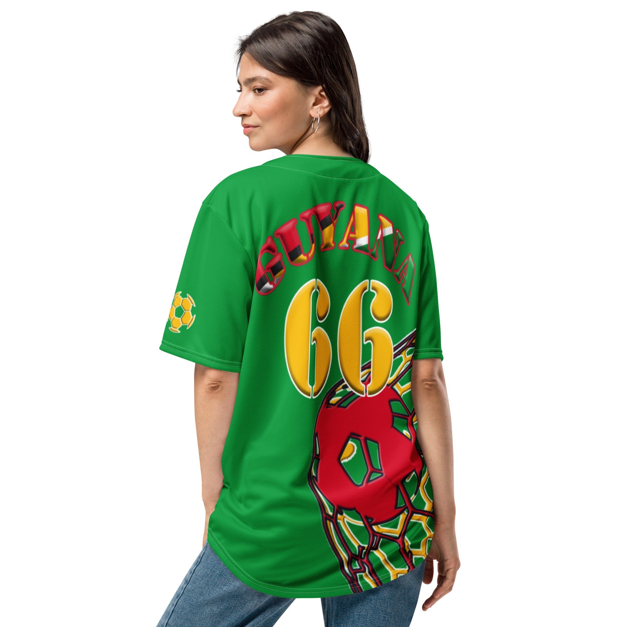 Guyana Football Themed Button-Down Sport Jersey - Conscious Apparel Store