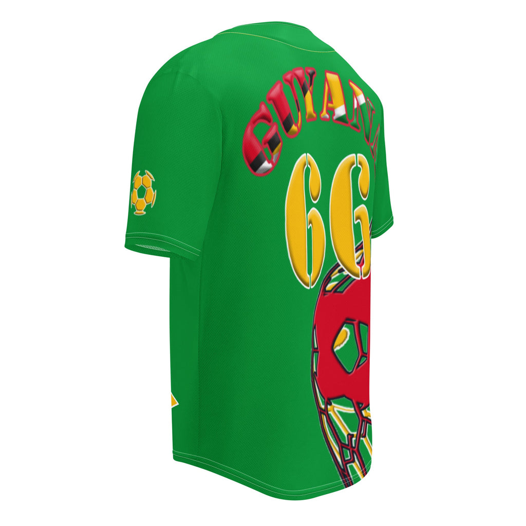 Guyana Football Themed Button-Down Sport Jersey - Conscious Apparel Store