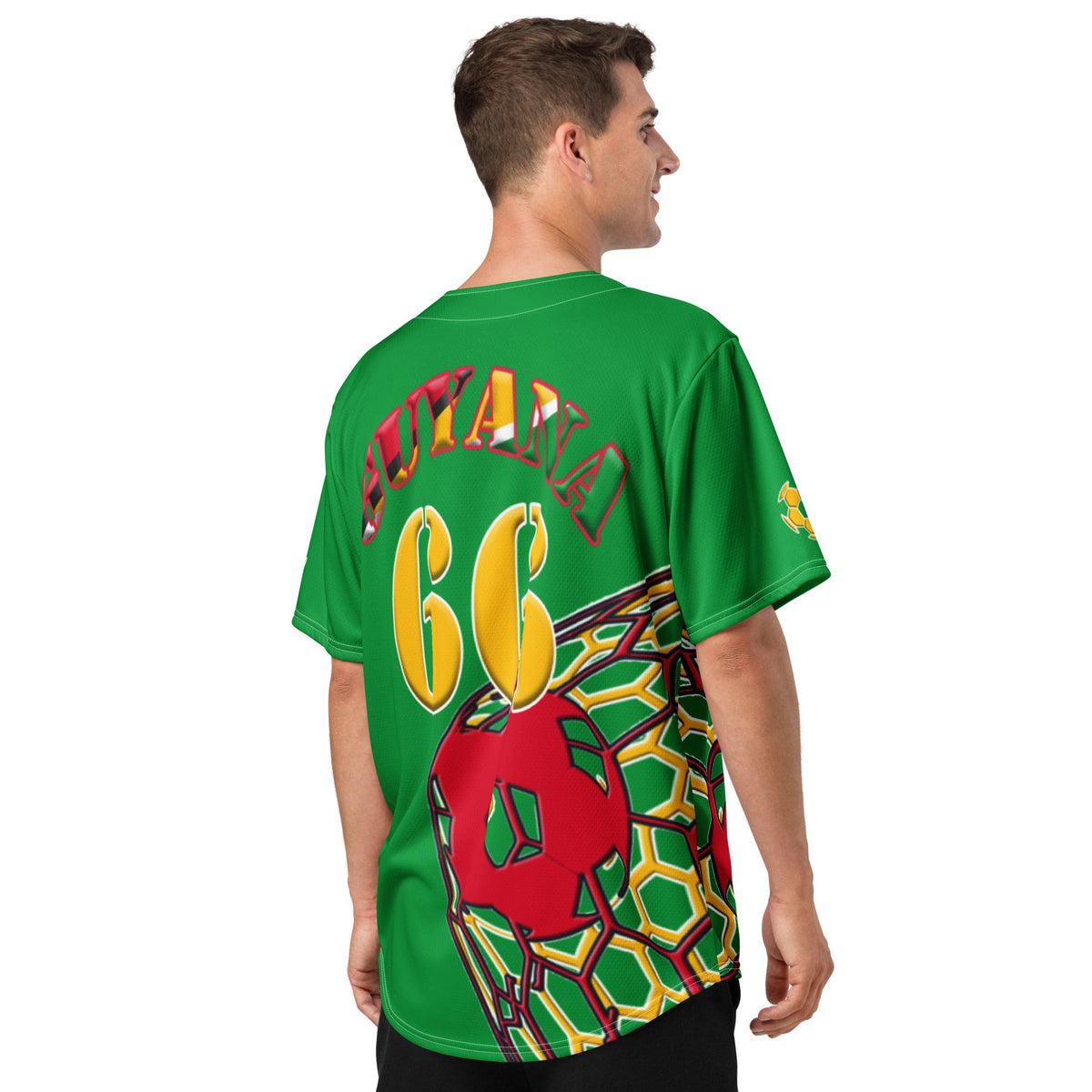 Guyana Football Themed Button-Down Sport Jersey - Conscious Apparel Store