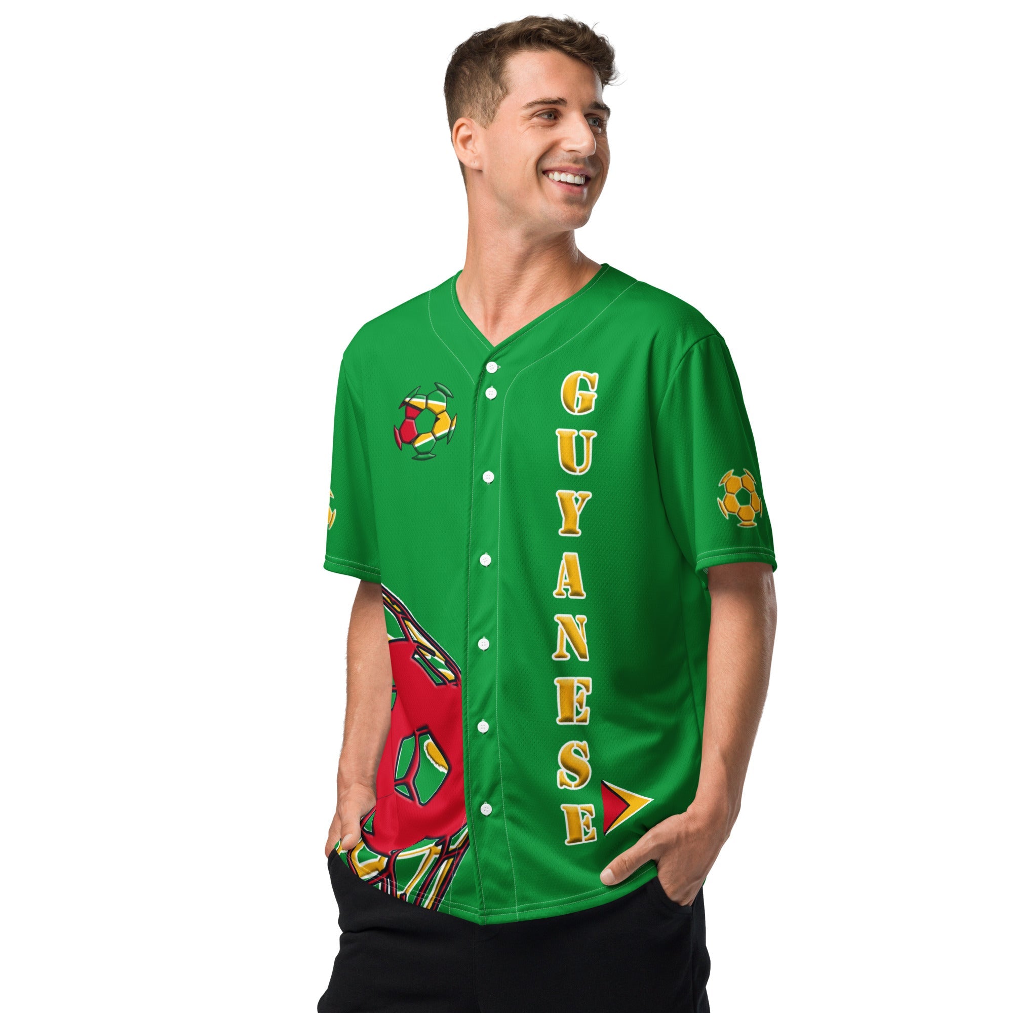 Guyana Football Themed Button-Down Sport Jersey - Conscious Apparel Store