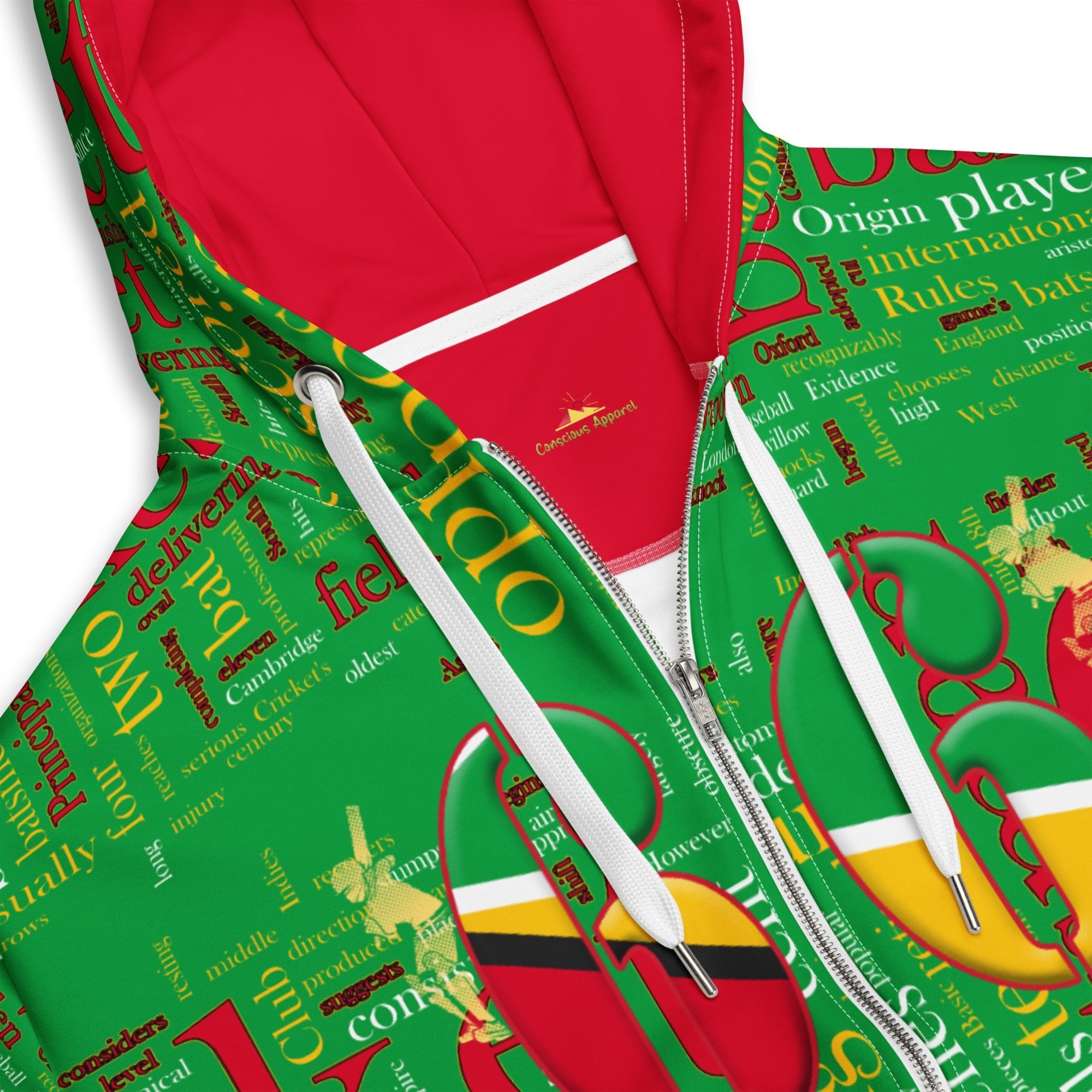 Guyana (WI) Cricket Unisex zip hoodie - Conscious Apparel Store