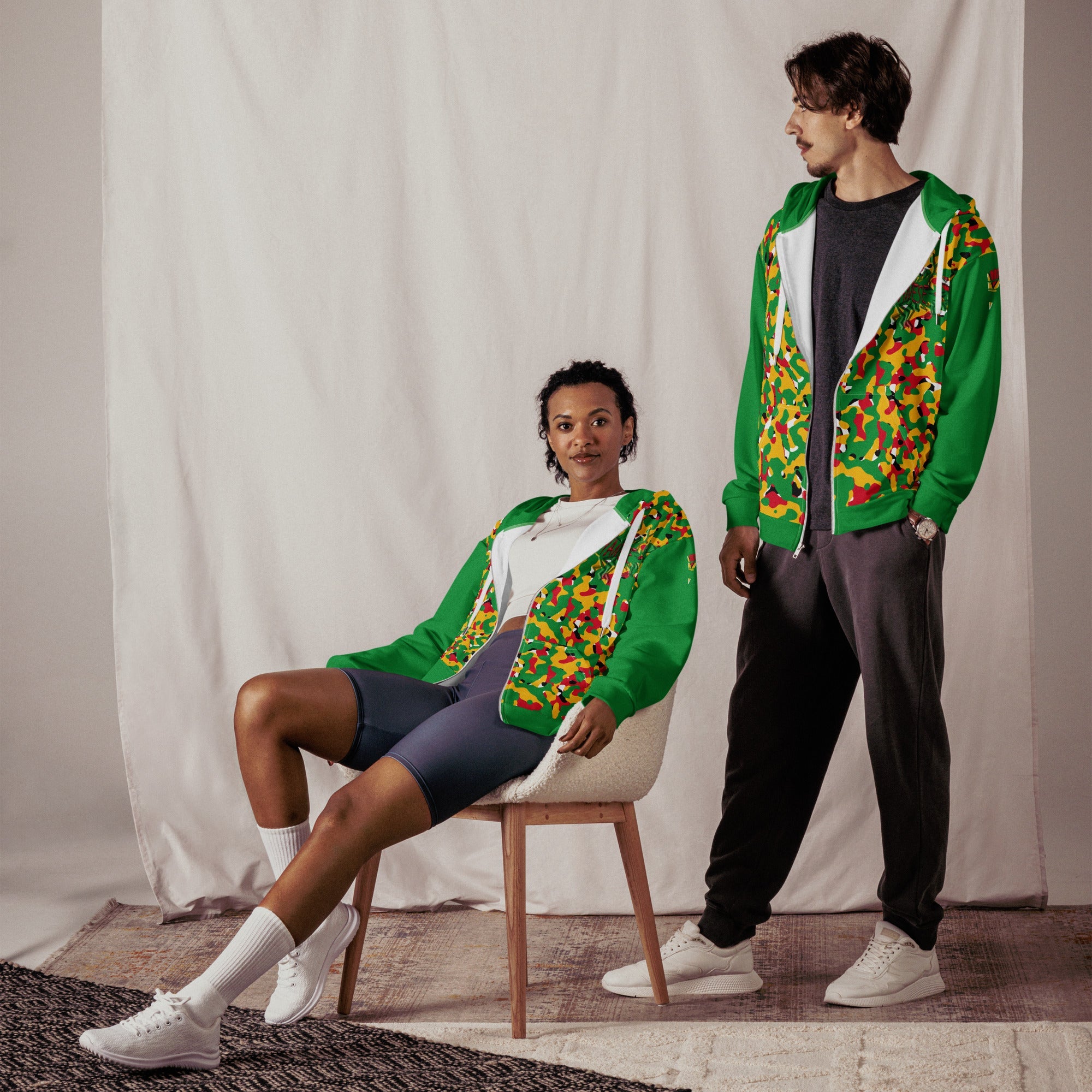 Guyanese Flag Camo Unisex zip hoodie - Conscious Apparel Store