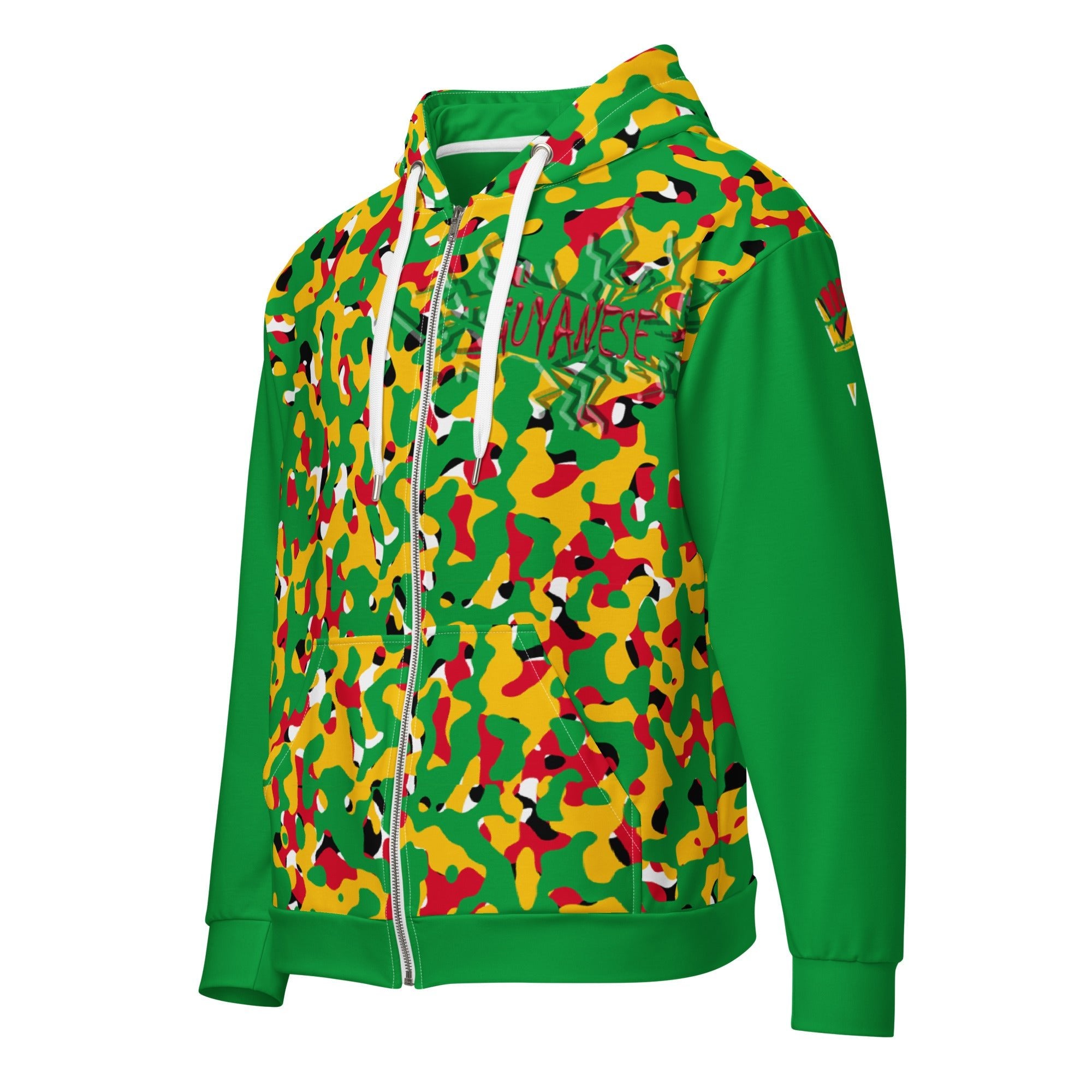 Guyanese Flag Camo Unisex zip hoodie - Conscious Apparel Store