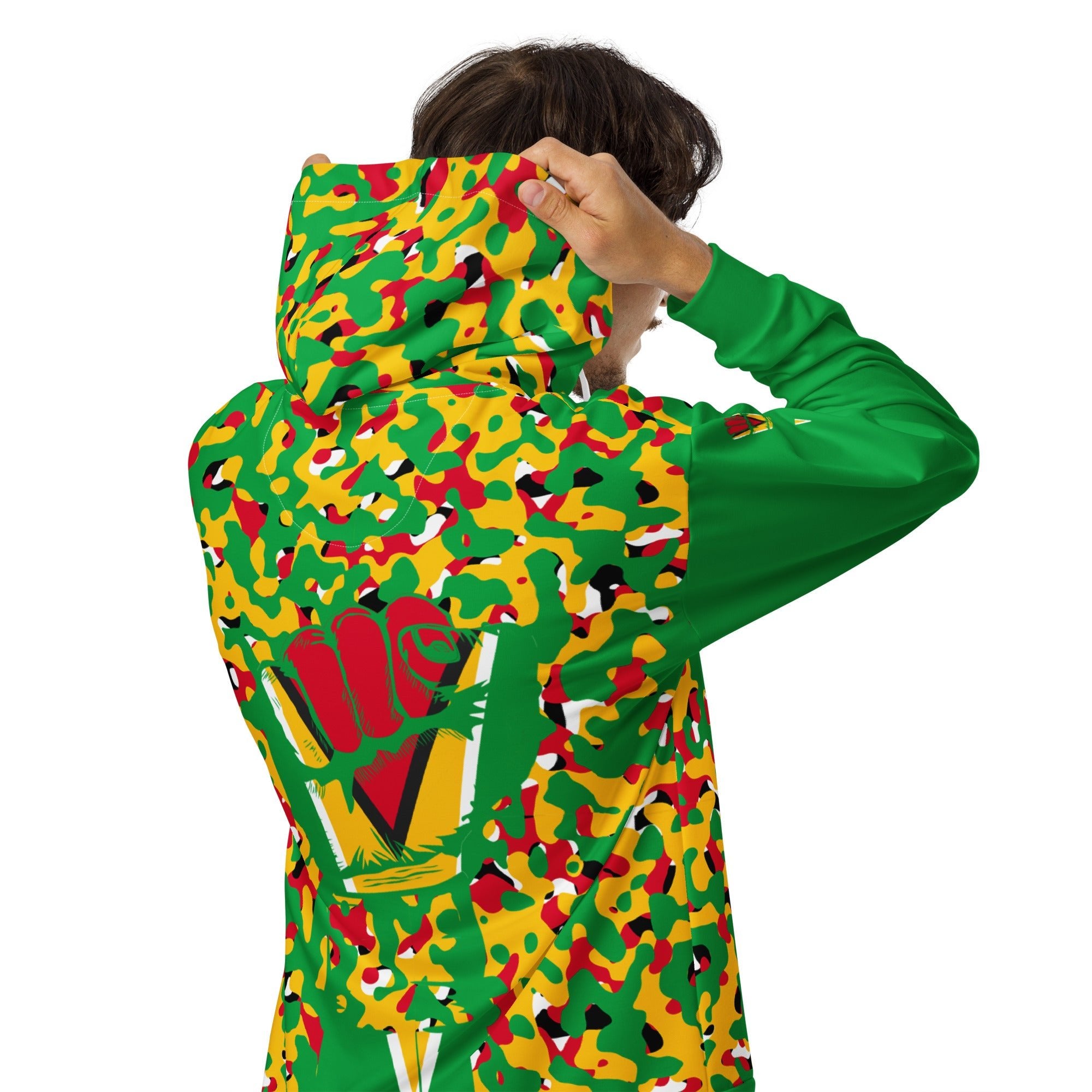 Guyanese Flag Camo Unisex zip hoodie - Conscious Apparel Store