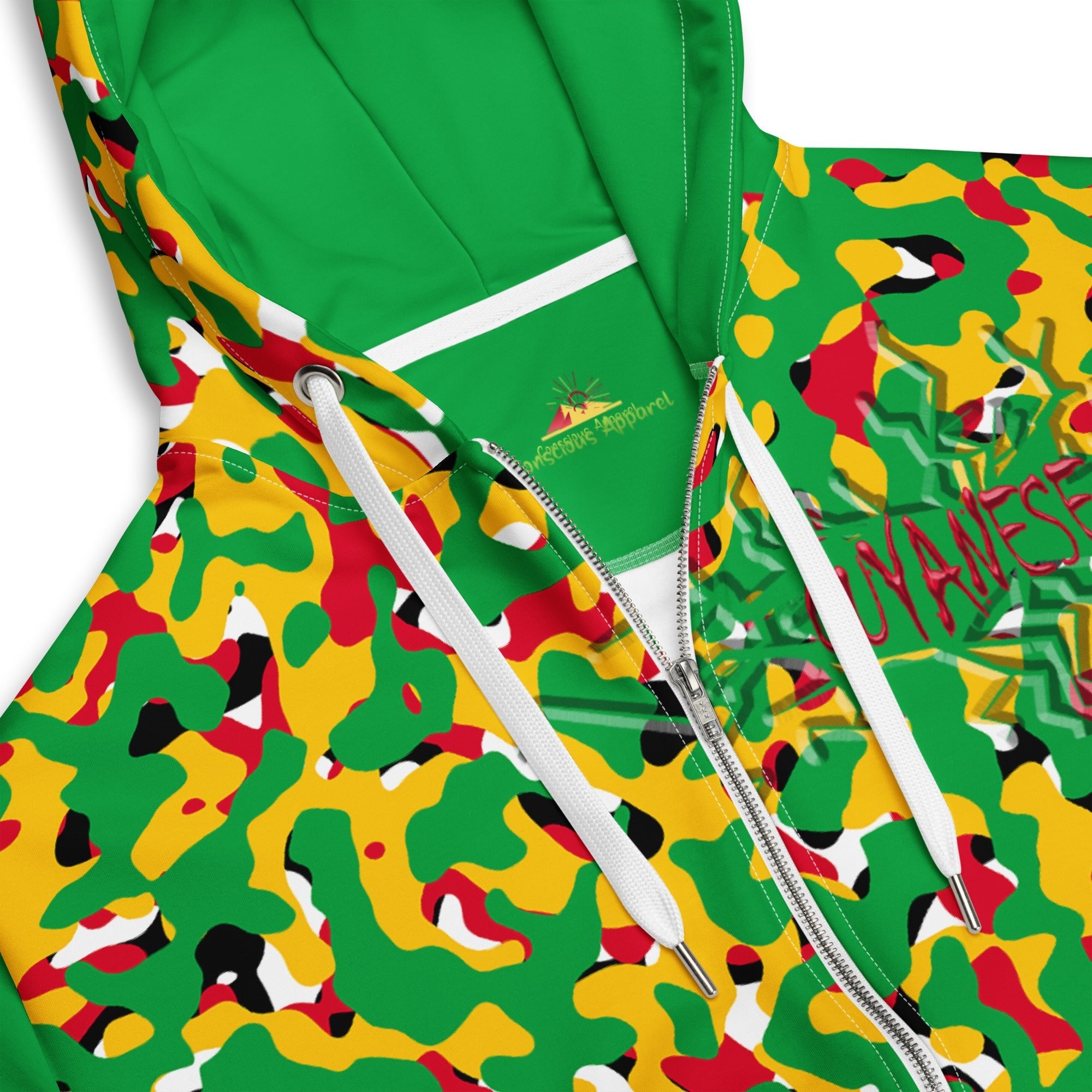 Guyanese Flag Camo Unisex zip hoodie - Conscious Apparel Store