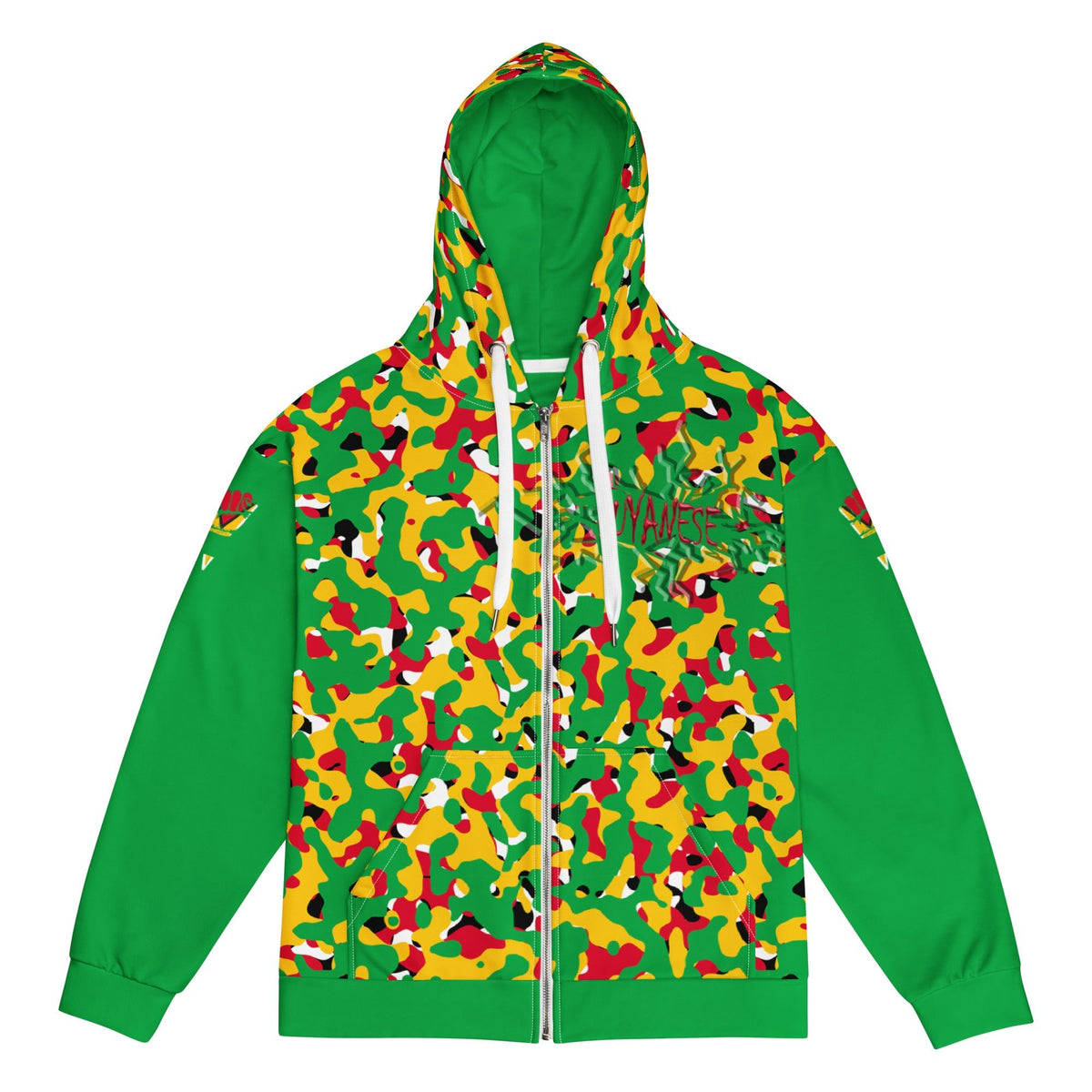 Guyanese Flag Camo Unisex zip hoodie - Conscious Apparel Store