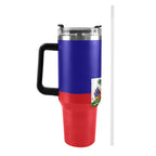 Haiti Flag 40oz Tumbler with Black Handle - Conscious Apparel Store