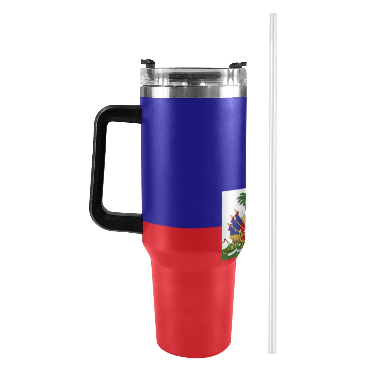 Haiti Flag 40oz Tumbler with Black Handle - Conscious Apparel Store