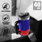 Haiti Flag 40oz Tumbler with Black Handle - Conscious Apparel Store