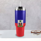Haiti Flag 40oz Tumbler with Black Handle - Conscious Apparel Store