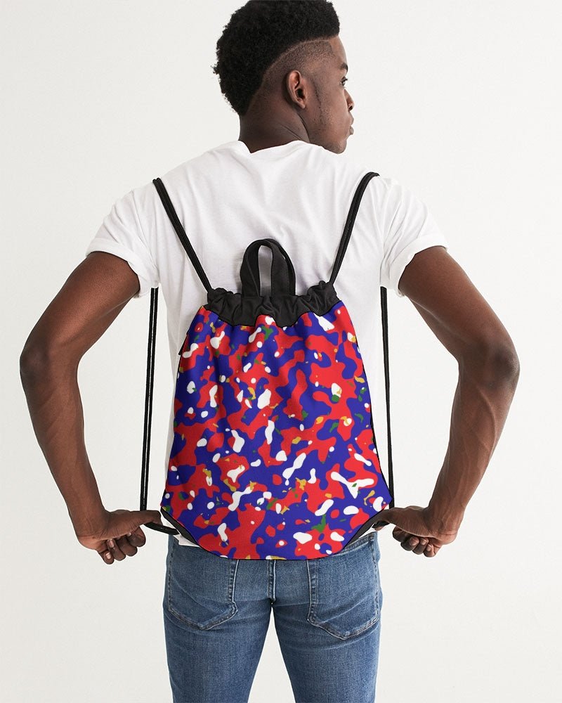 Haiti Flag Camo Canvas Drawstring Bag - Conscious Apparel Store