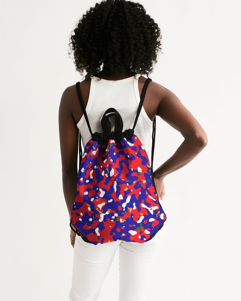 Haiti Flag Camo Canvas Drawstring Bag - Conscious Apparel Store