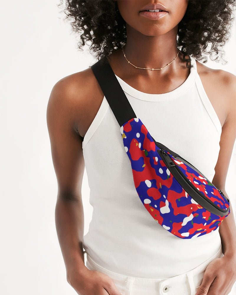 Haiti Flag Camo Crossbody Sling Bag - Conscious Apparel Store
