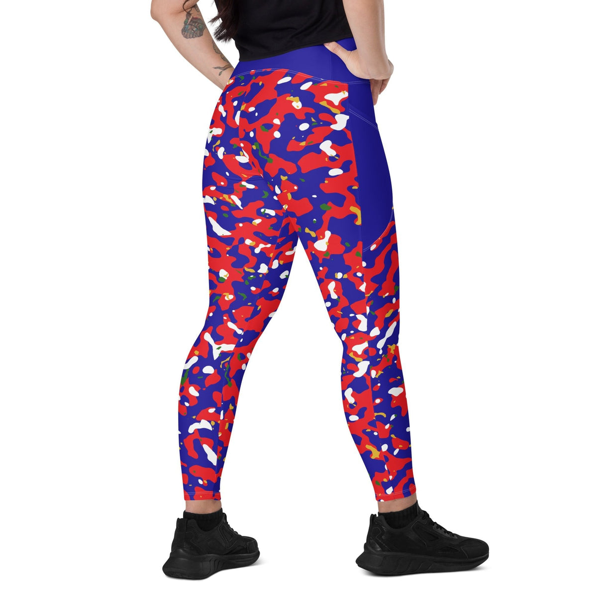 Haiti Flag Camo Leggings with pockets - Conscious Apparel Store