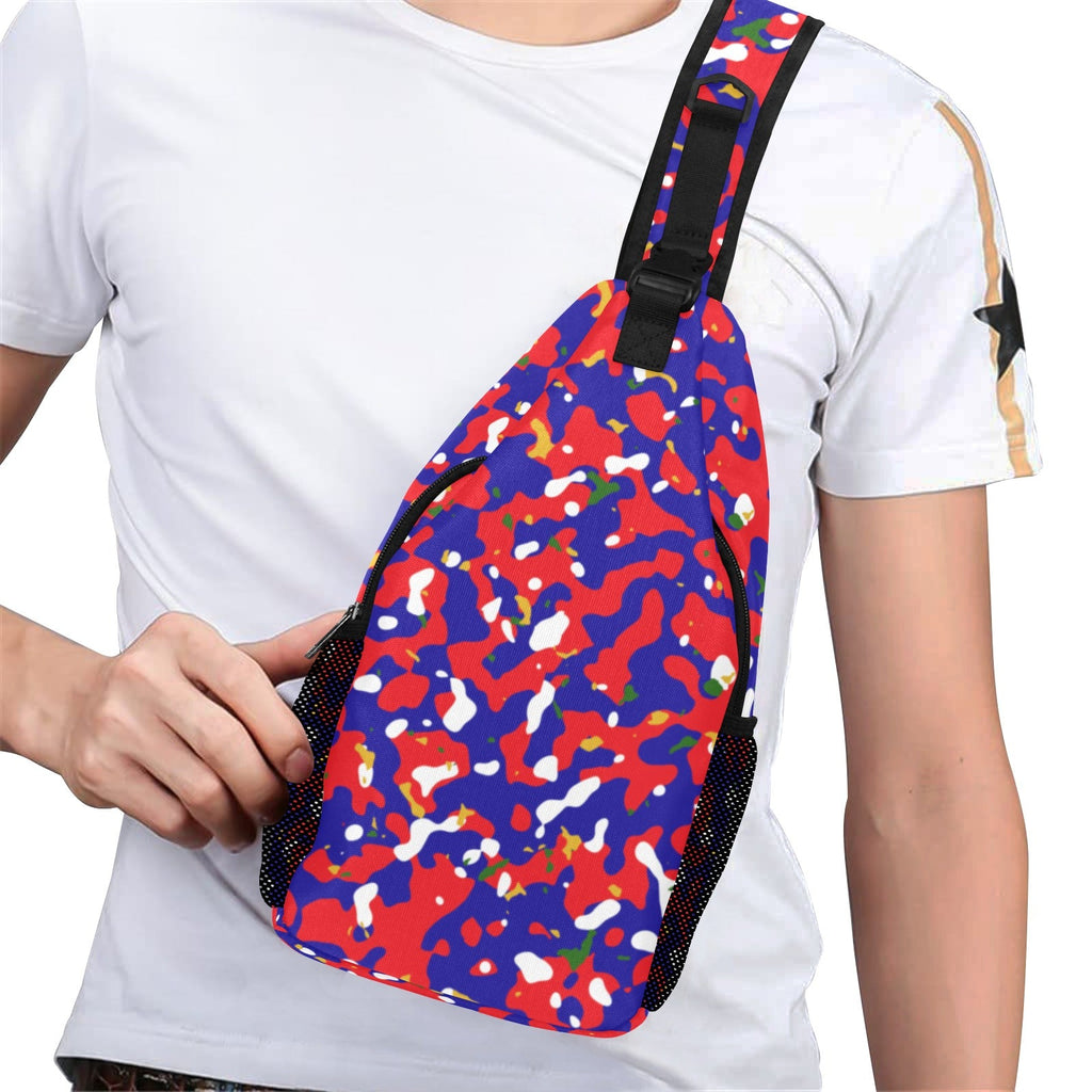 Haiti Flag Camo Men's Casual Chest Bag - Conscious Apparel Store