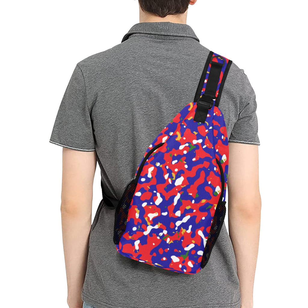 Haiti Flag Camo Men's Casual Chest Bag - Conscious Apparel Store