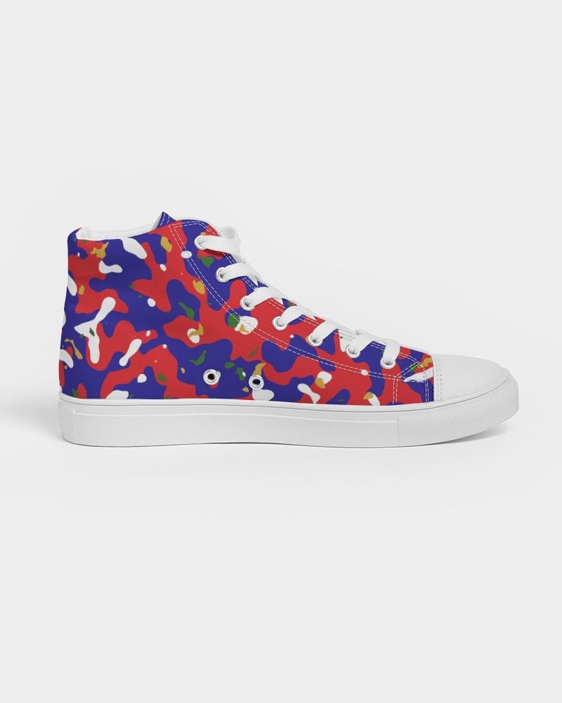 Haiti Flag Camo Men's Hightop Canvas Shoe - Conscious Apparel Store