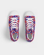 Haiti Flag Camo Men's Hightop Canvas Shoe - Conscious Apparel Store