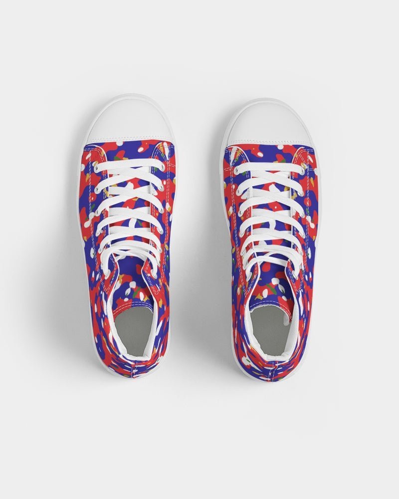 Haiti Flag Camo Men's Hightop Canvas Shoe - Conscious Apparel Store