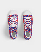 Haiti Flag Camo Men's Hightop Canvas Shoe - Conscious Apparel Store