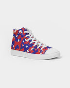 Haiti Flag Camo Men's Hightop Canvas Shoe - Conscious Apparel Store