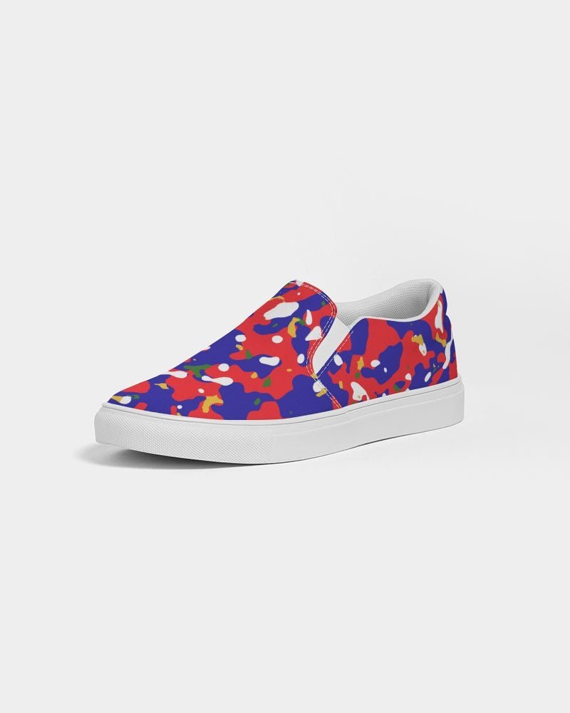 Haiti Flag Camo Men's Slip-On Canvas Shoe - Conscious Apparel Store