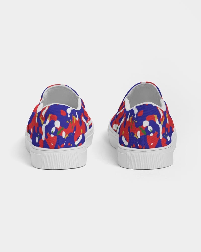 Haiti Flag Camo Men's Slip-On Canvas Shoe - Conscious Apparel Store