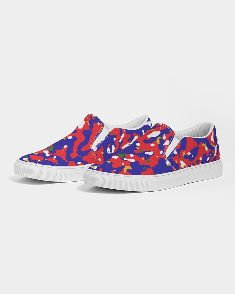 Haiti Flag Camo Men's Slip-On Canvas Shoe - Conscious Apparel Store